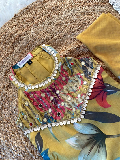 Pure Muslin Mirror Handwork Sequins 3pc set in 2 Colours