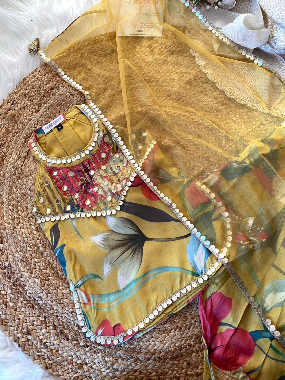 Pure Muslin Mirror Handwork Sequins 3pc set in 2 Colours