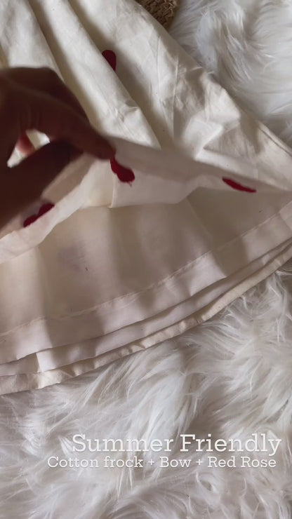 White Red Heart Cotton Frock