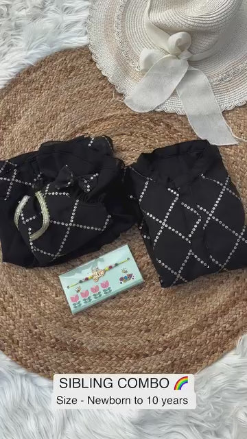 Black Cross Sequence Kurta Set