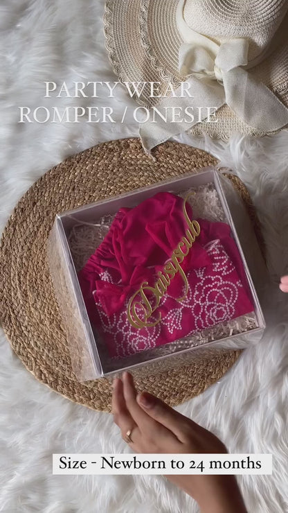 Pink Floral Thread Embroidery Romper