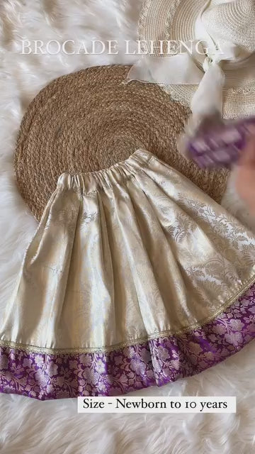 Banarasi Silk 2 Sided Bow Sleeve Lehenga